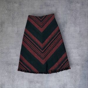 Black & Red Knit Stripe Midi Skirt